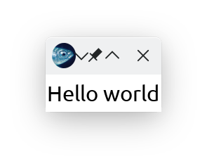 Screenshot of the Hello world example. You can see the Bogue icon and the decorations added by my KDE window manager.